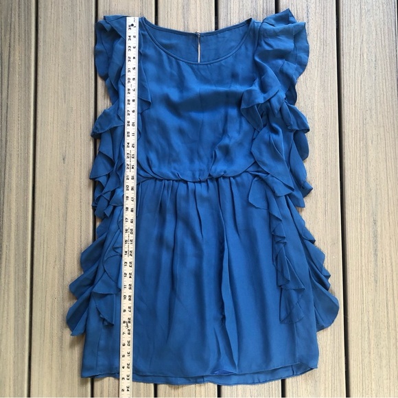 NWT Tibi Silk Royal Blue Ruffle Blouson Sleeveless Mini Formal Dress Size 8 - Picture 8 of 11